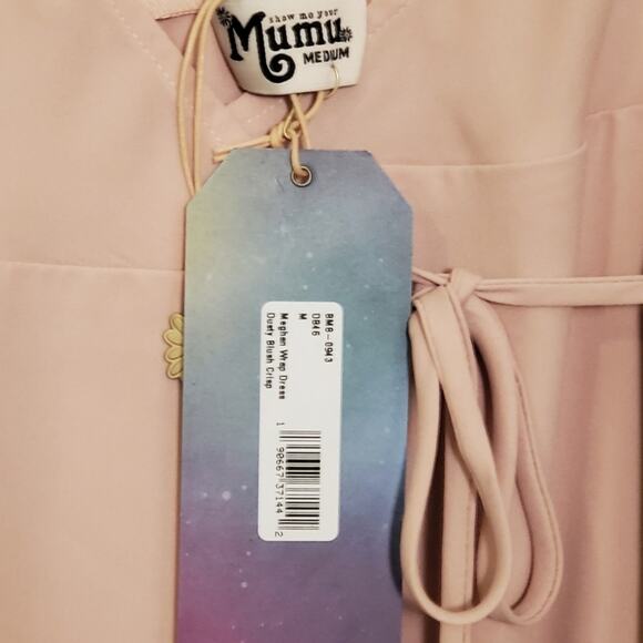 Show Me Your Mumu NWT Meghan Wrap Dress, Pink Dusty Blush Crisp, Size Medium - Picture 6 of 11
